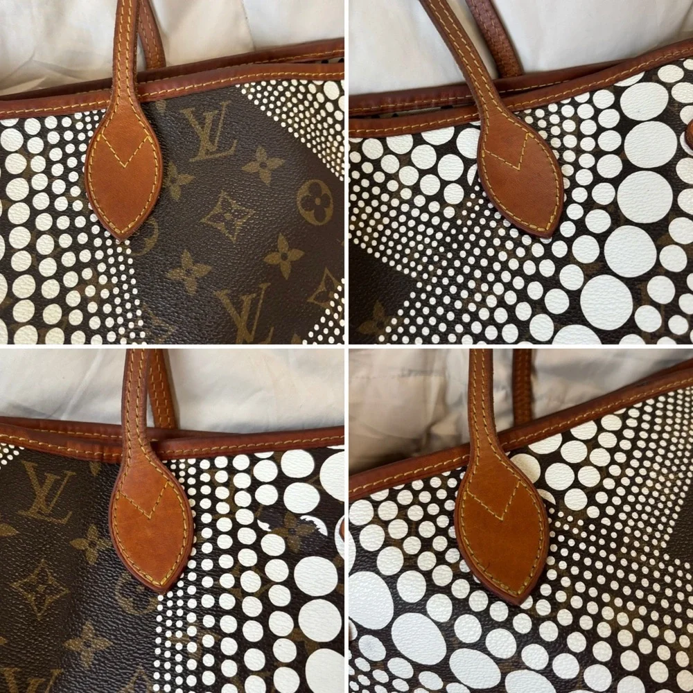 Louis Vuitton Yayoi Kusama Limited Neverfull Waves Dot Brown White Monogram Tote - Picture 5 of 17